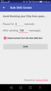 Bulk SMS Sender Android App Coding Infinite settings