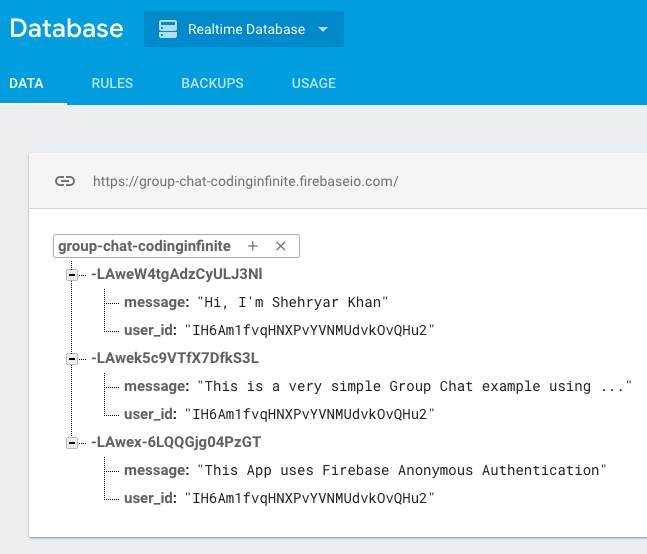 group chat firebase realtime database