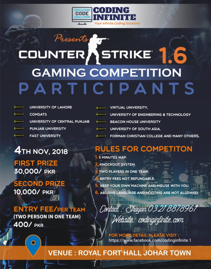 counter strike 1.6 competition in lahore