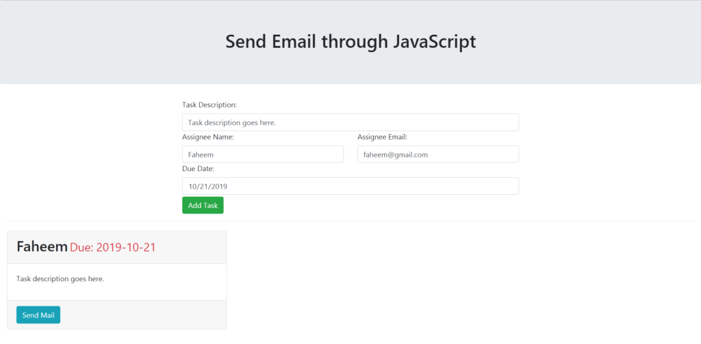JavaScript Email Sending app