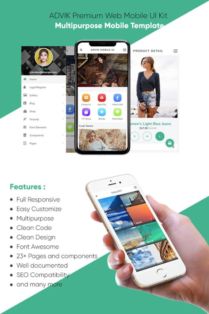 ADVIK PREMIUM WEB MOBILE UI KIT APP TEMPLATE